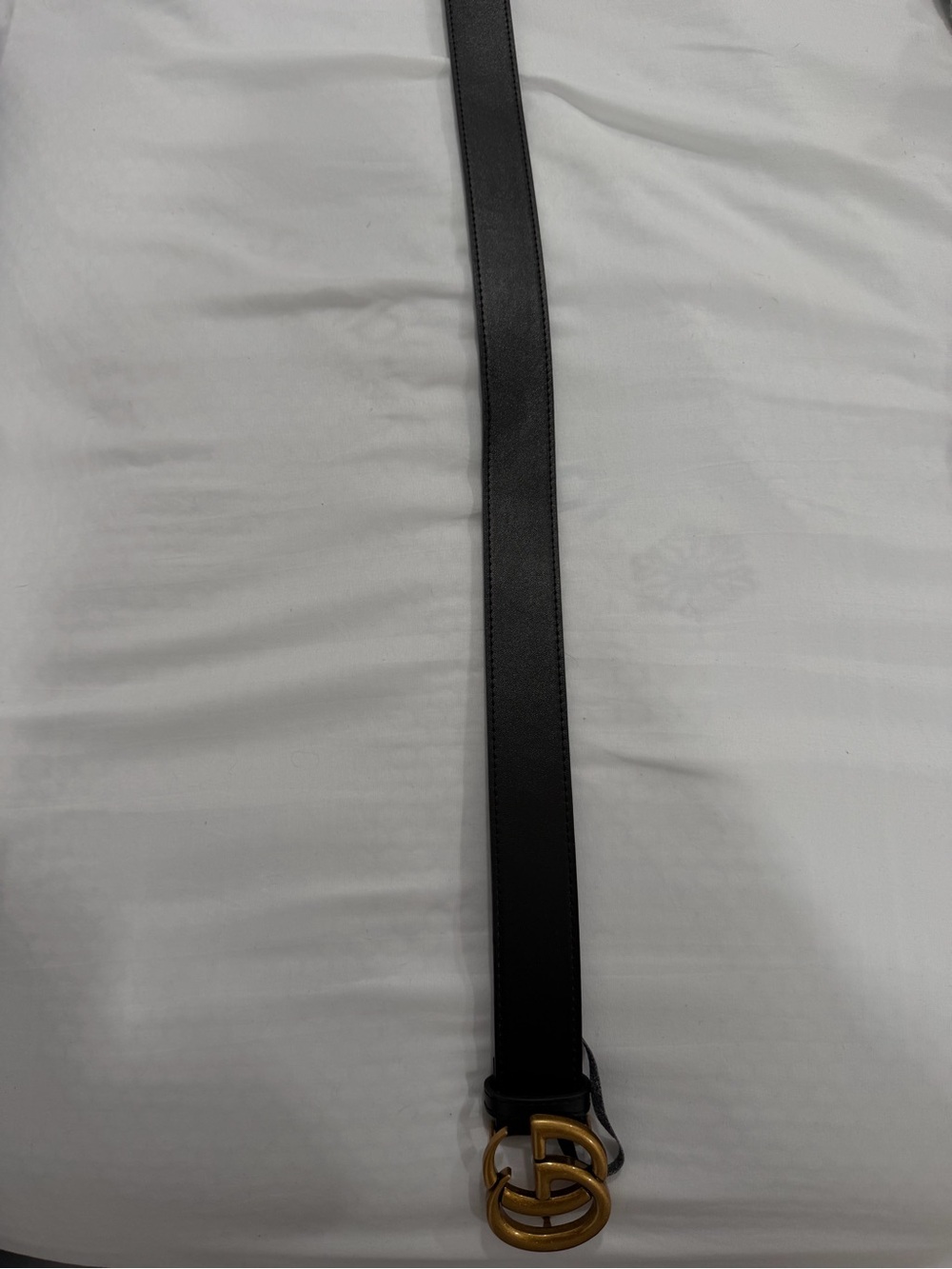 Gucci Black Leather Belt Bag Strap with Gold Double-G Buckle